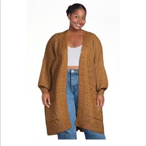 Terra & Sky Cable Stitch Open Cardigan.  Size 4x. Oversized fit.